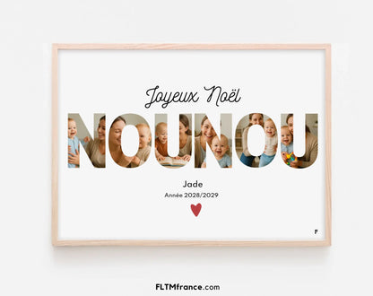 Affiche personnalisée Joyeux Noël Nounou – Collage photo FLTM