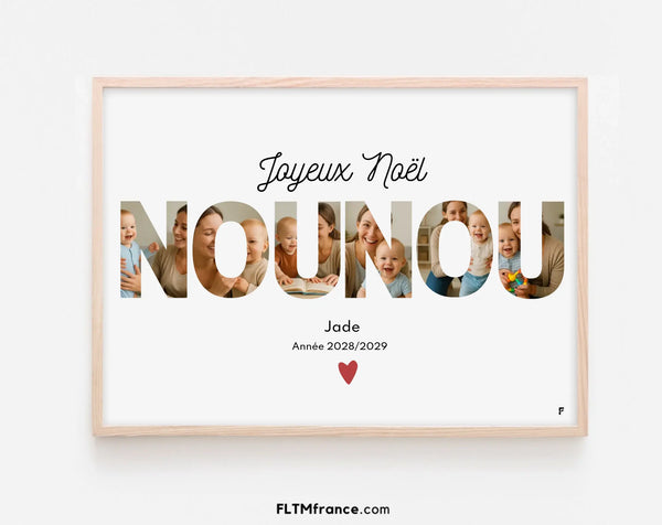 Affiche personnalisée Joyeux Noël Nounou - Collage photo