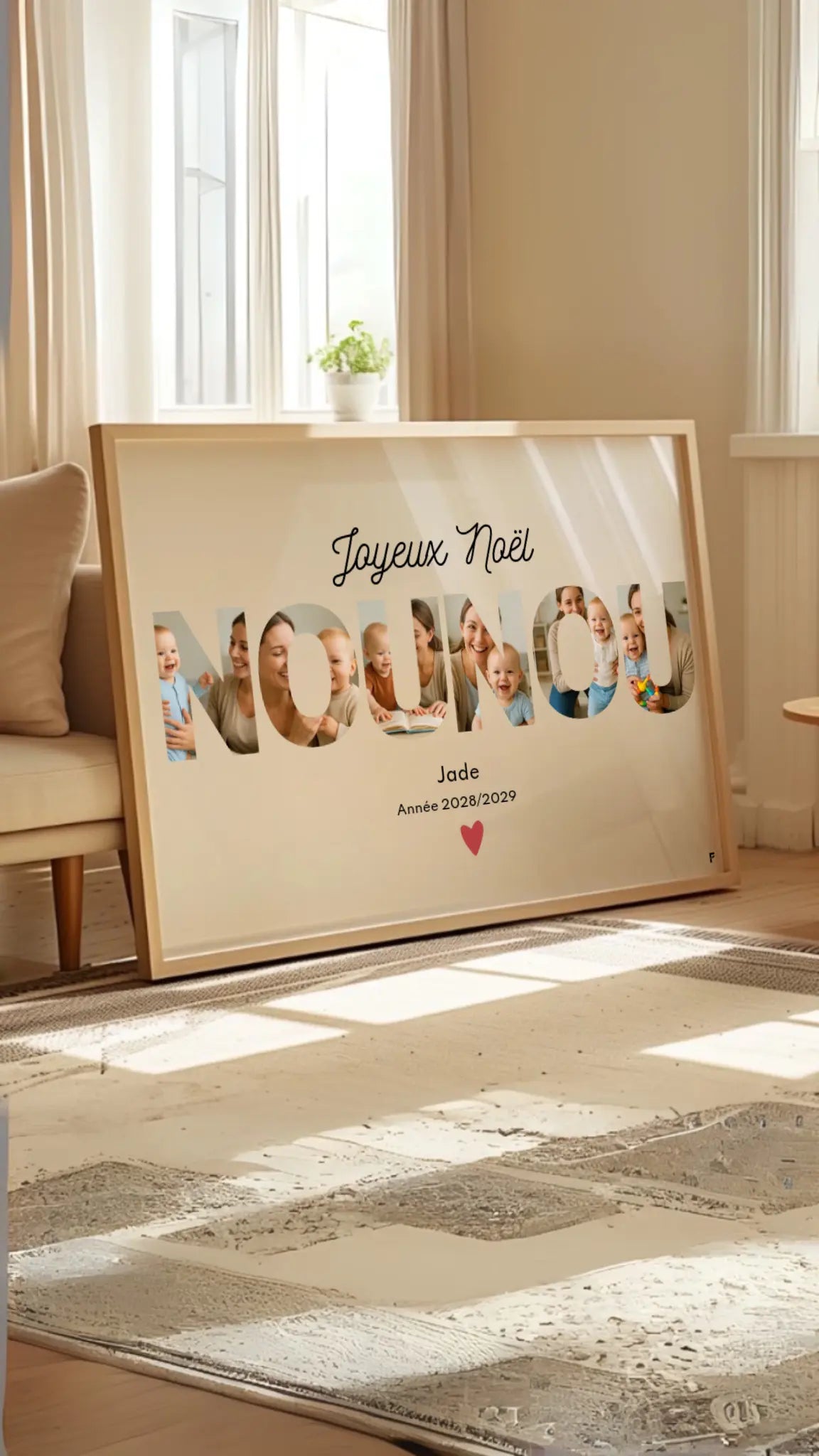 Affiche personnalisée Joyeux Noël Nounou – Collage photo FLTM
