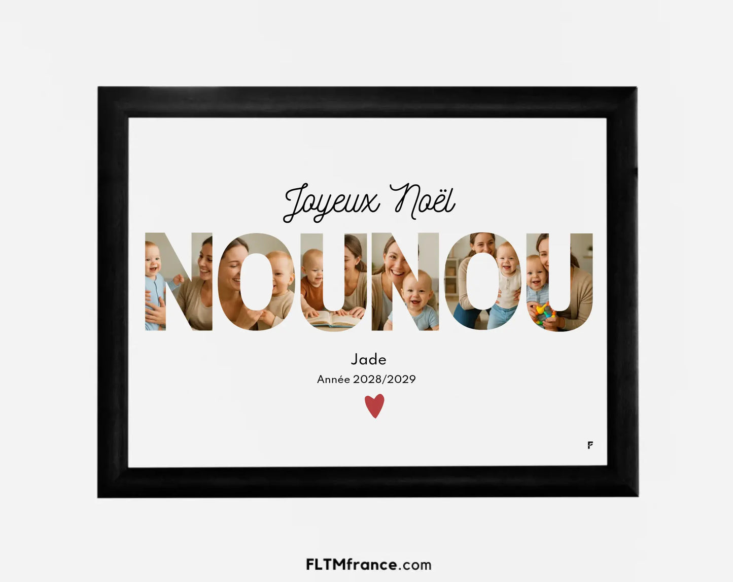 Affiche personnalisée Joyeux Noël Nounou – Collage photo FLTM