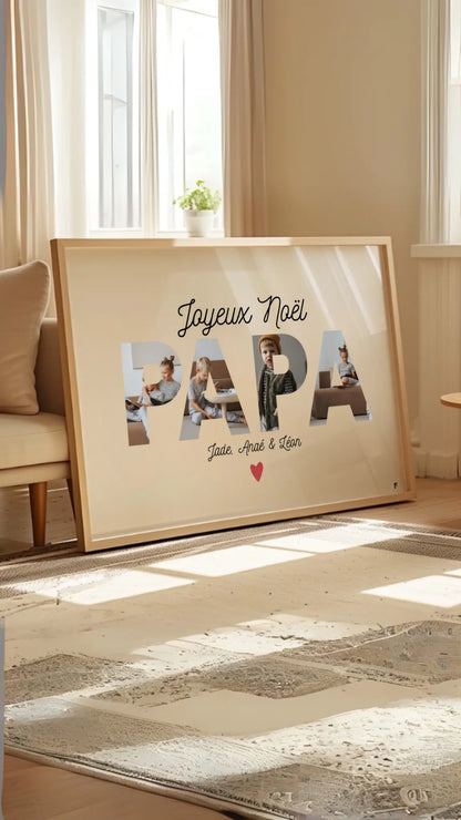 Affiche personnalisée Joyeux Noël Papa - Collage photo FLTM