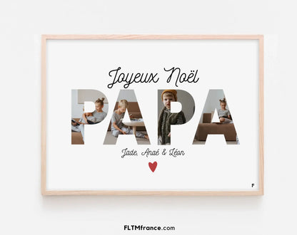 Affiche personnalisée Joyeux Noël Papa - Collage photo FLTM