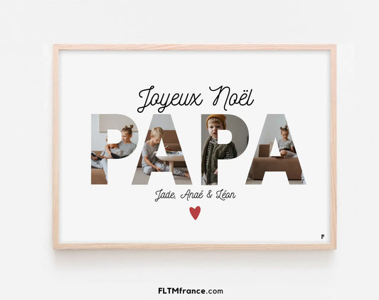 Affiche personnalisée Joyeux Noël Papa - Collage photo FLTM