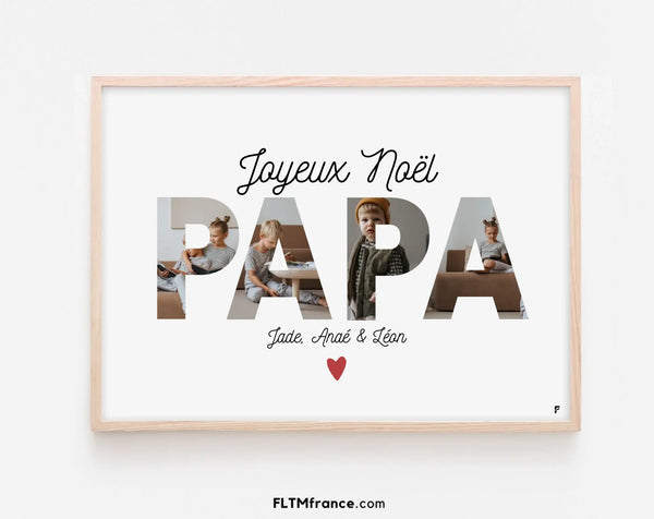 Affiche personnalisée Joyeux Noël Papa - Collage photo