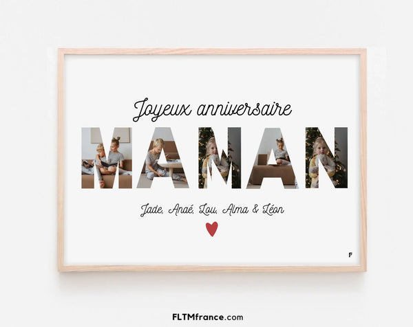 Affiche personnalisée Joyeux anniversaire Maman – Cadeau photo