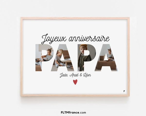 Affiche personnalisée Joyeux anniversaire Papa - Cadeau photo