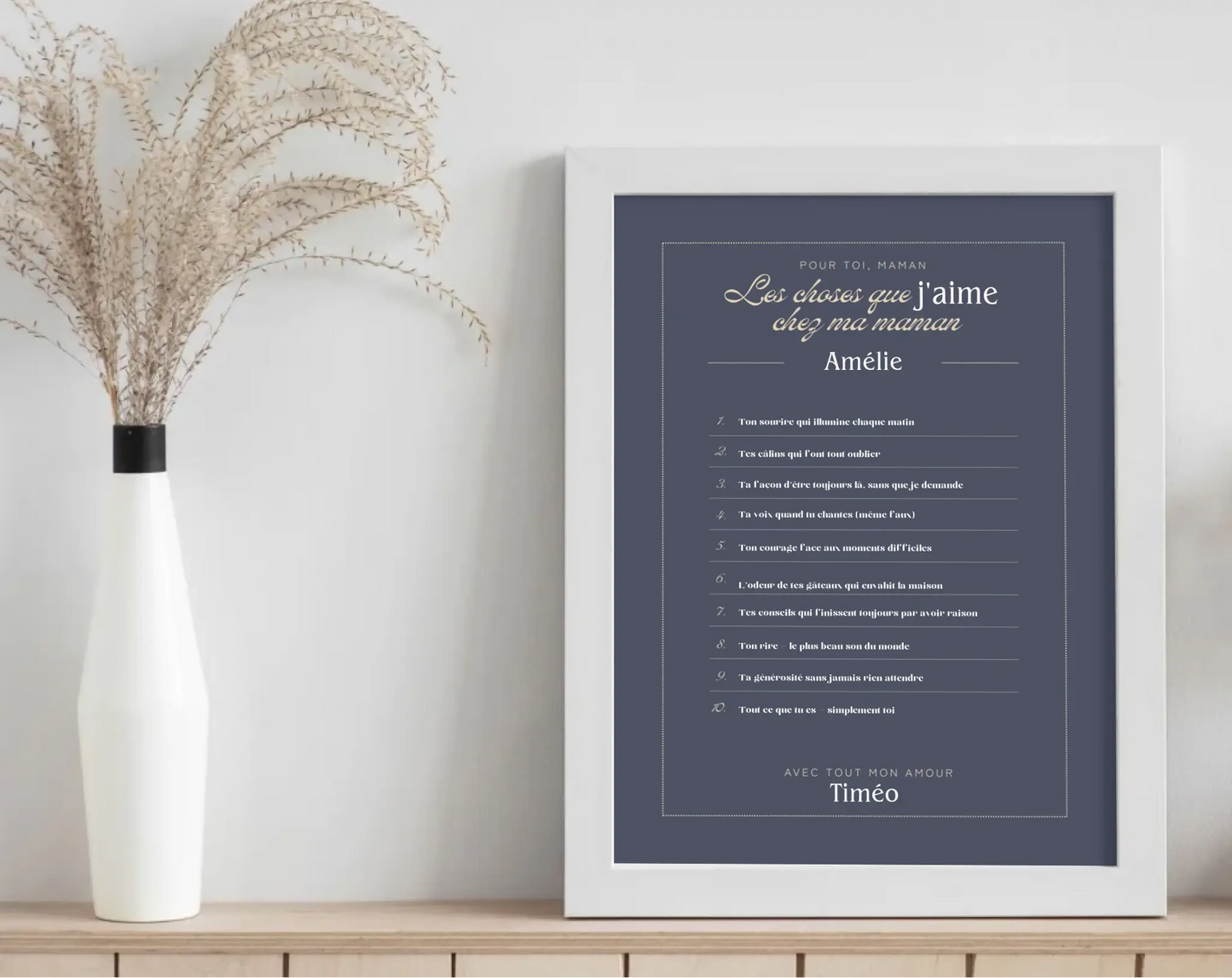 Affiche personnalisée Les choses que j'aime chez ma maman - Cadeau Fête des Mères FLTM