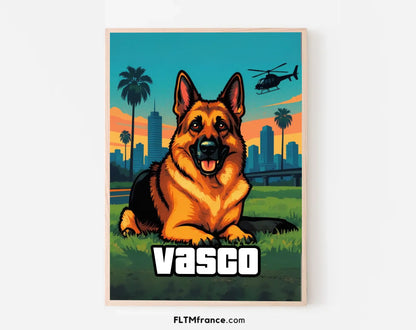 Affiche personnalisée Portrait jeu vidéo urbain de votre animal FLTM