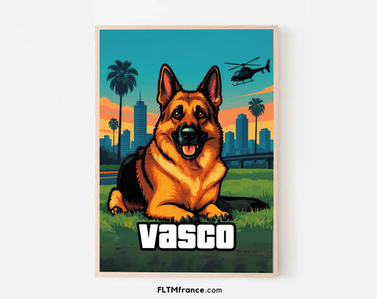 Affiche personnalisée Portrait jeu vidéo urbain de votre animal FLTM