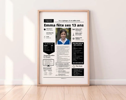 Affiche personnalisée anniversaire 13 ans – Année de naissance FLTM
