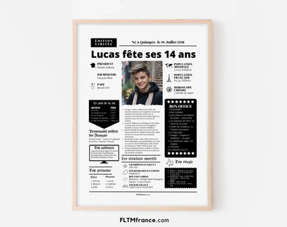 Affiche personnalisée anniversaire 14 ans – Année de naissance FLTM