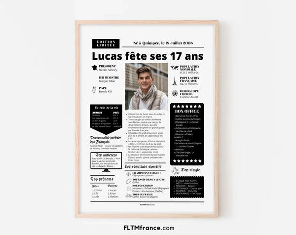 Affiche personnalisée anniversaire 17 ans – Année de naissance