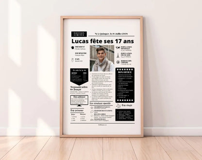 Affiche personnalisée anniversaire 17 ans – Année de naissance FLTM