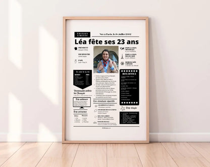 Affiche personnalisée anniversaire 23 ans – Année de naissance FLTM