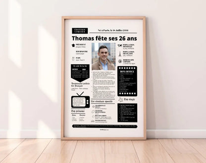 Affiche personnalisée anniversaire 26 ans – Année de naissance FLTM