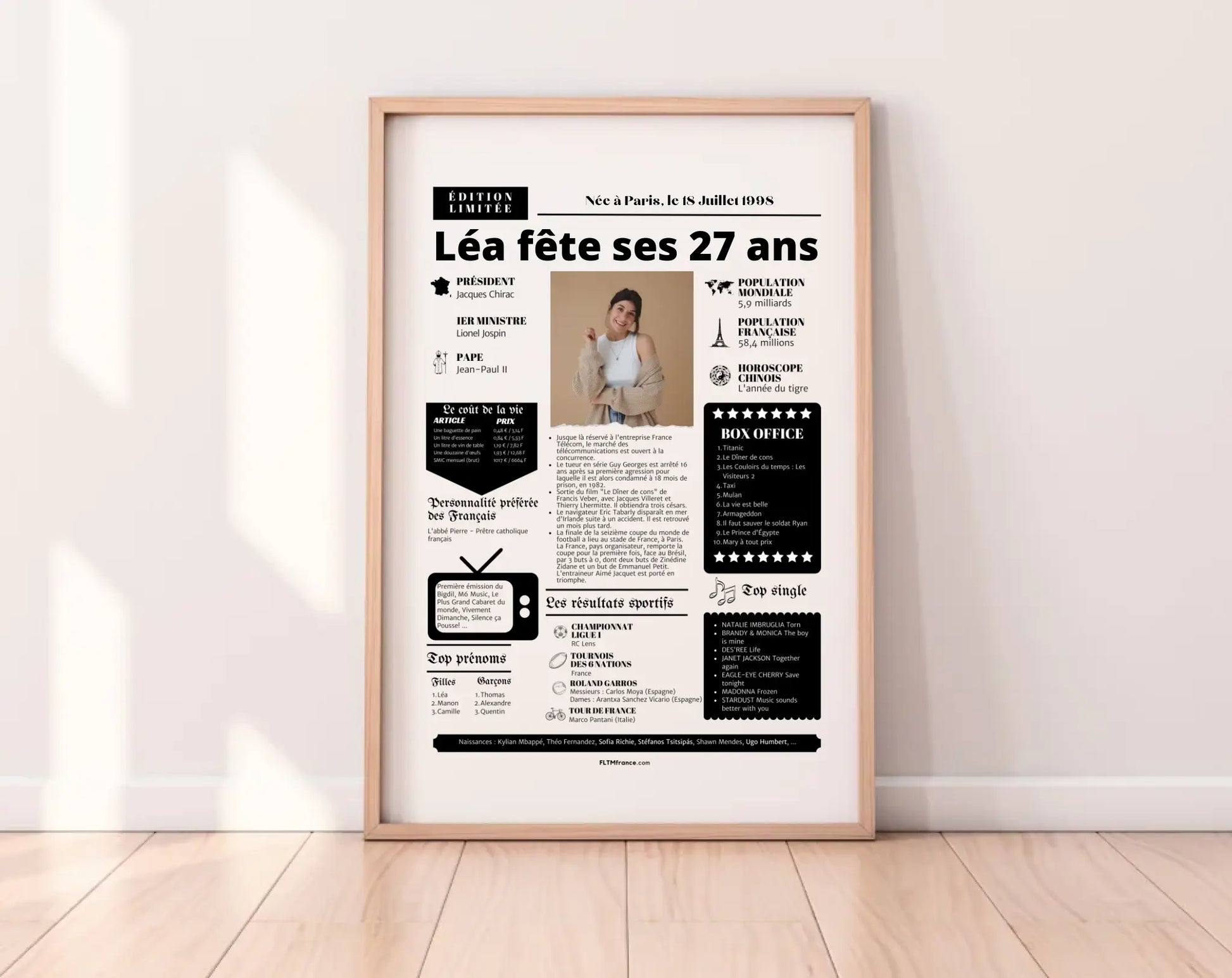 Affiche personnalisée anniversaire 27 ans – Année de naissance FLTM