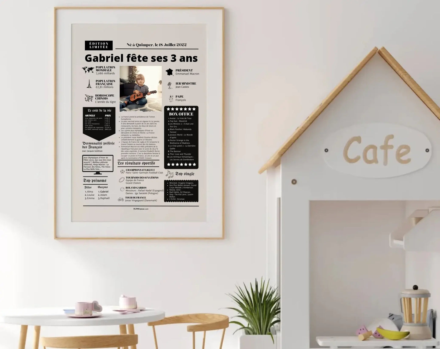 Affiche personnalisée anniversaire 3 ans – Année de naissance FLTM