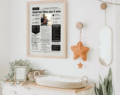 Affiche personnalisée anniversaire 3 ans – Année de naissance FLTM