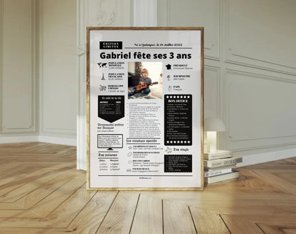 Affiche personnalisée anniversaire 3 ans – Année de naissance FLTM