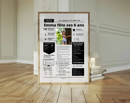 Affiche personnalisée anniversaire 6 ans – Année de naissance FLTM