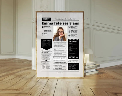 Affiche personnalisée anniversaire 8 ans – Année de naissance FLTM