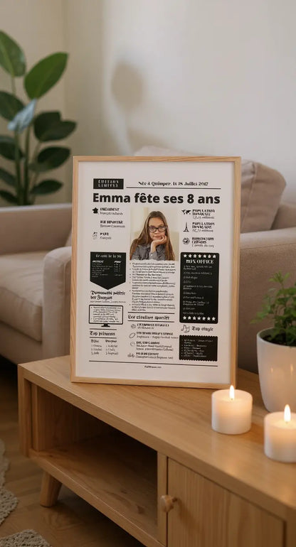 Affiche personnalisée anniversaire 8 ans – Année de naissance FLTM