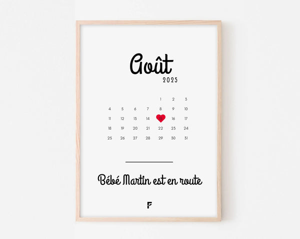 Affiche personnalisée date annonce grossesse
