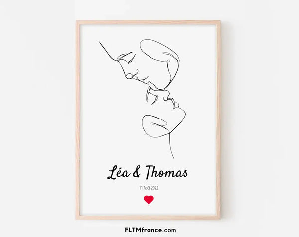 Affiche personnalisée dessin couple