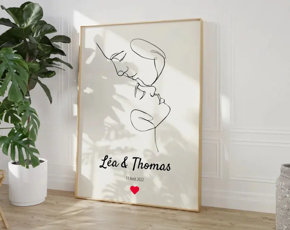 Affiche personnalisée dessin couple FLTMfrance