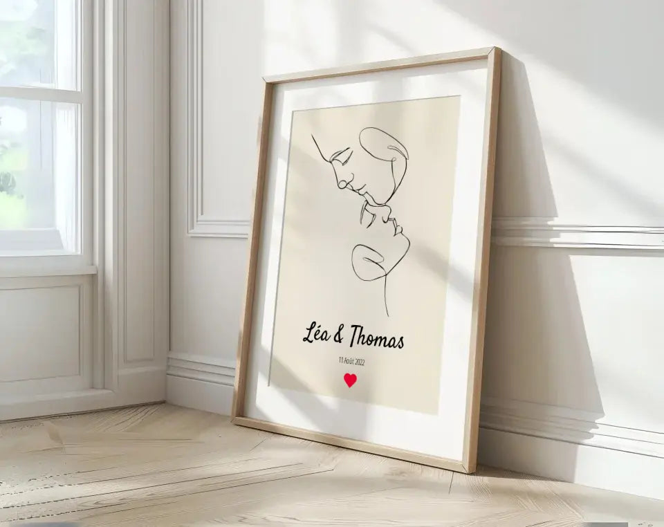 Affiche personnalisée dessin couple FLTMfrance