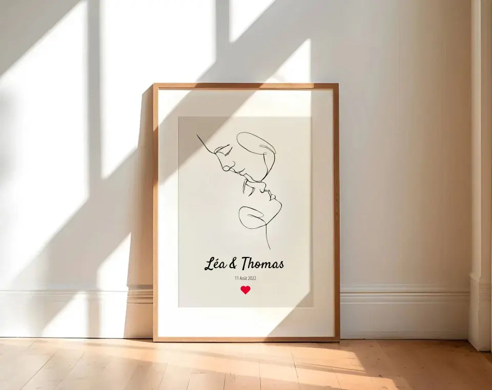 Affiche personnalisée dessin couple FLTMfrance