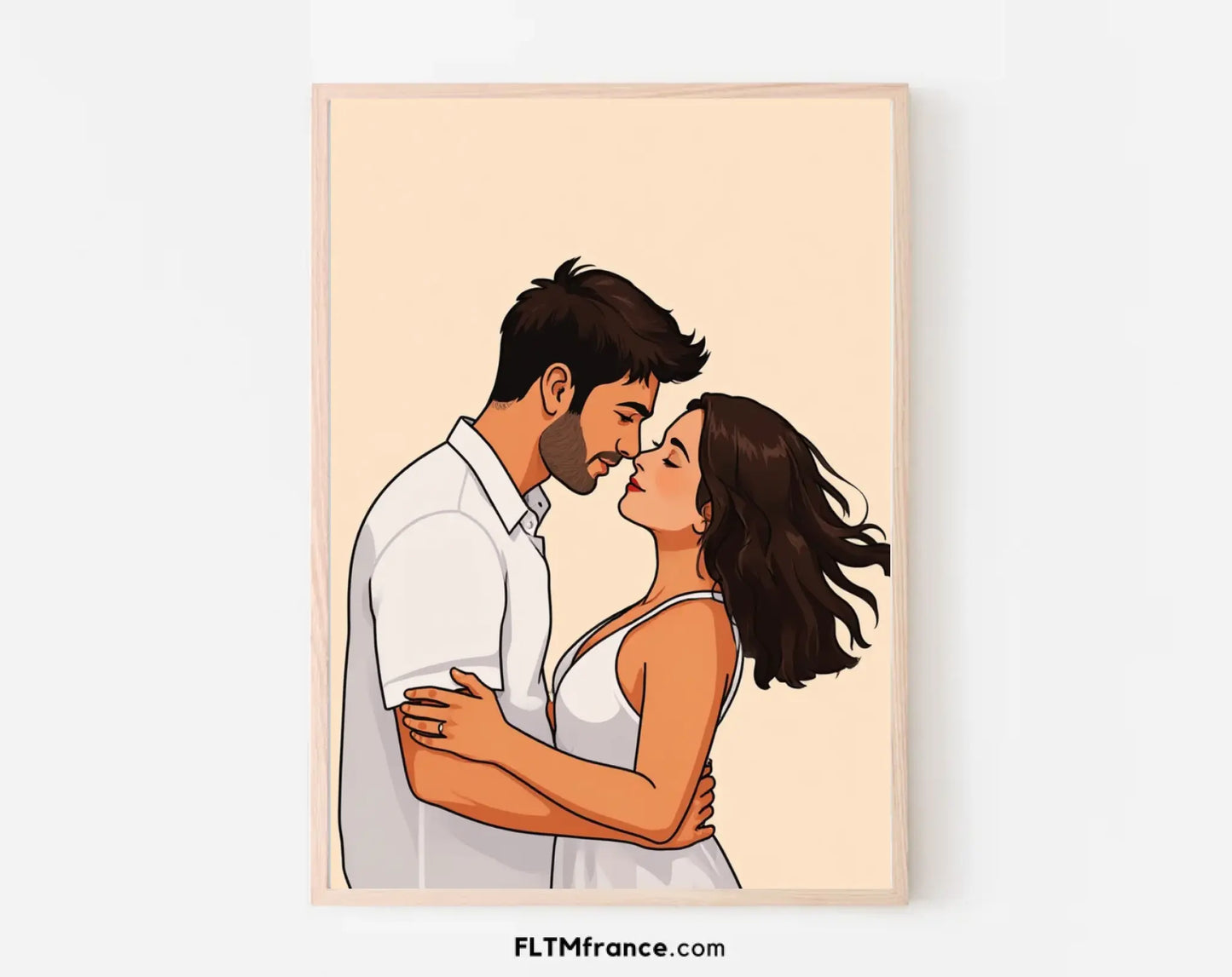 Affiche personnalisée dessin réaliste de couple - Portrait digital illustration FLTM