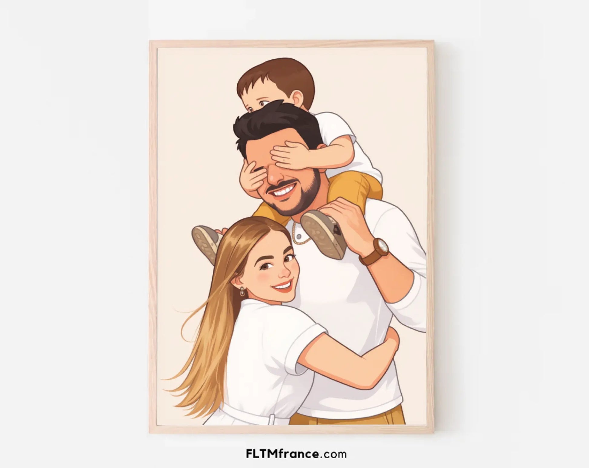 Affiche personnalisée dessin réaliste de famille – Portrait digital illustration FLTM