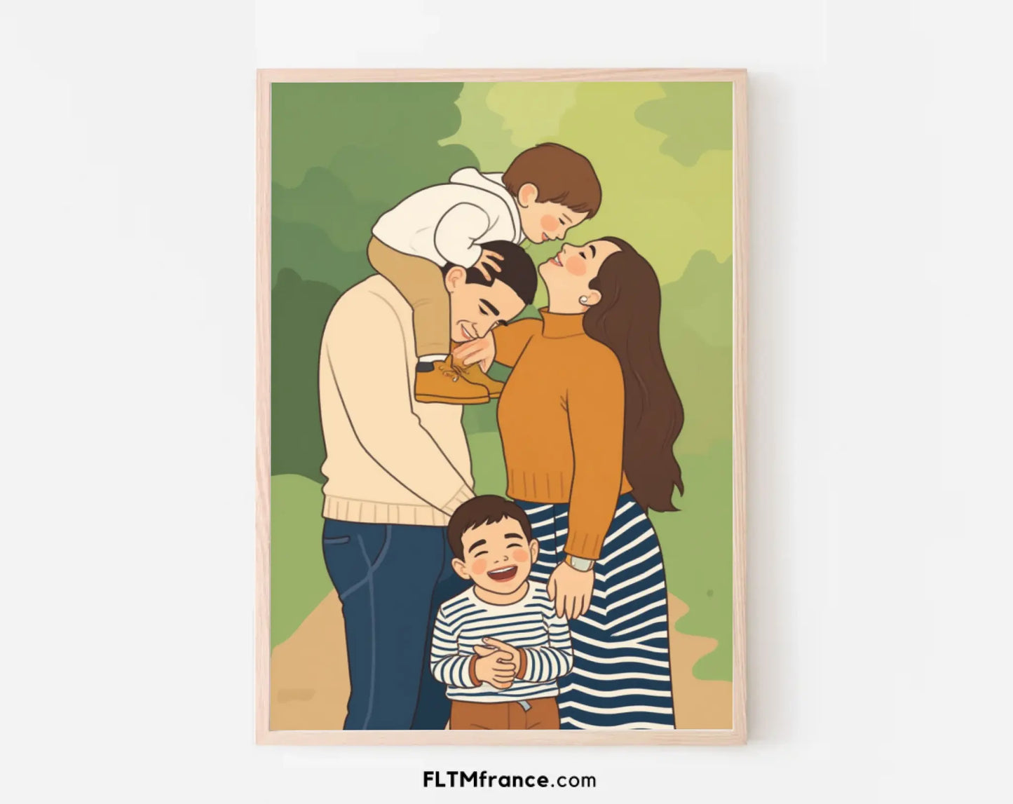 Affiche personnalisée dessin réaliste de famille – Portrait digital illustration FLTM