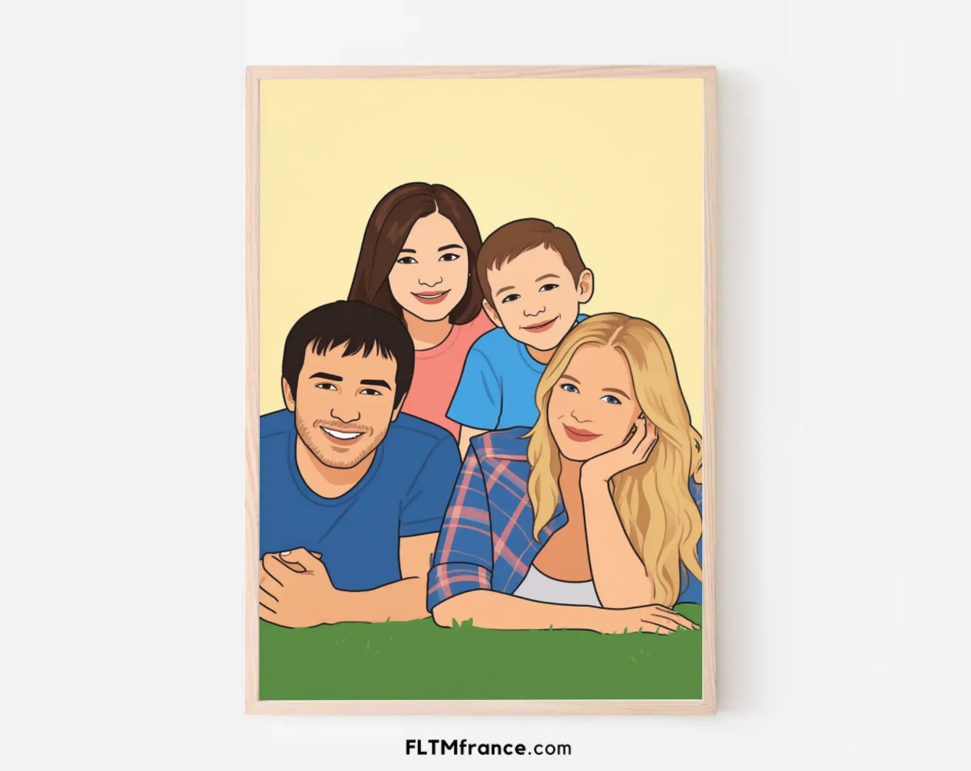 Affiche personnalisée dessin réaliste de famille – Portrait digital illustration FLTM