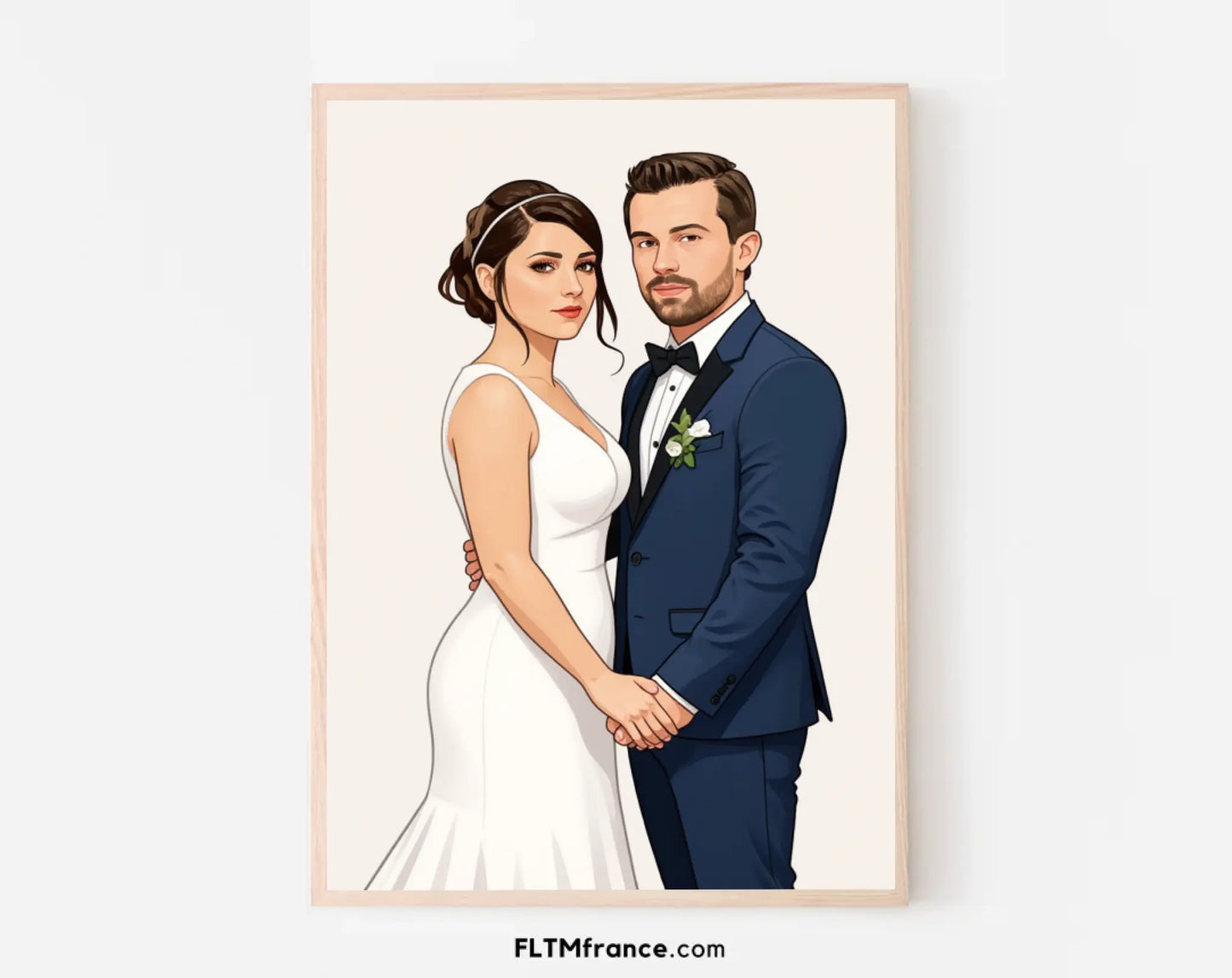 Affiche personnalisée dessin réaliste de mariage – Portrait digital illustration FLTM