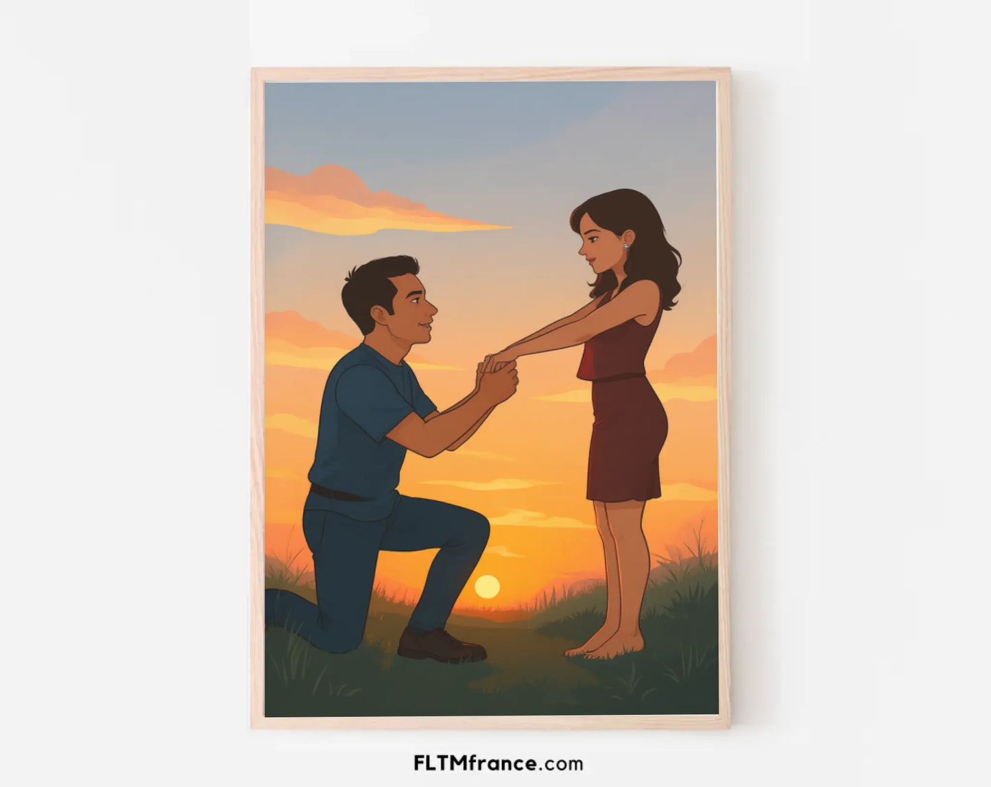 Affiche personnalisée dessin réaliste demande en fiançailles – Portrait digital illustration FLTM