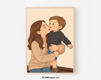 Affiche personnalisée dessin réaliste frères et sœurs – Portrait digital illustration FLTM