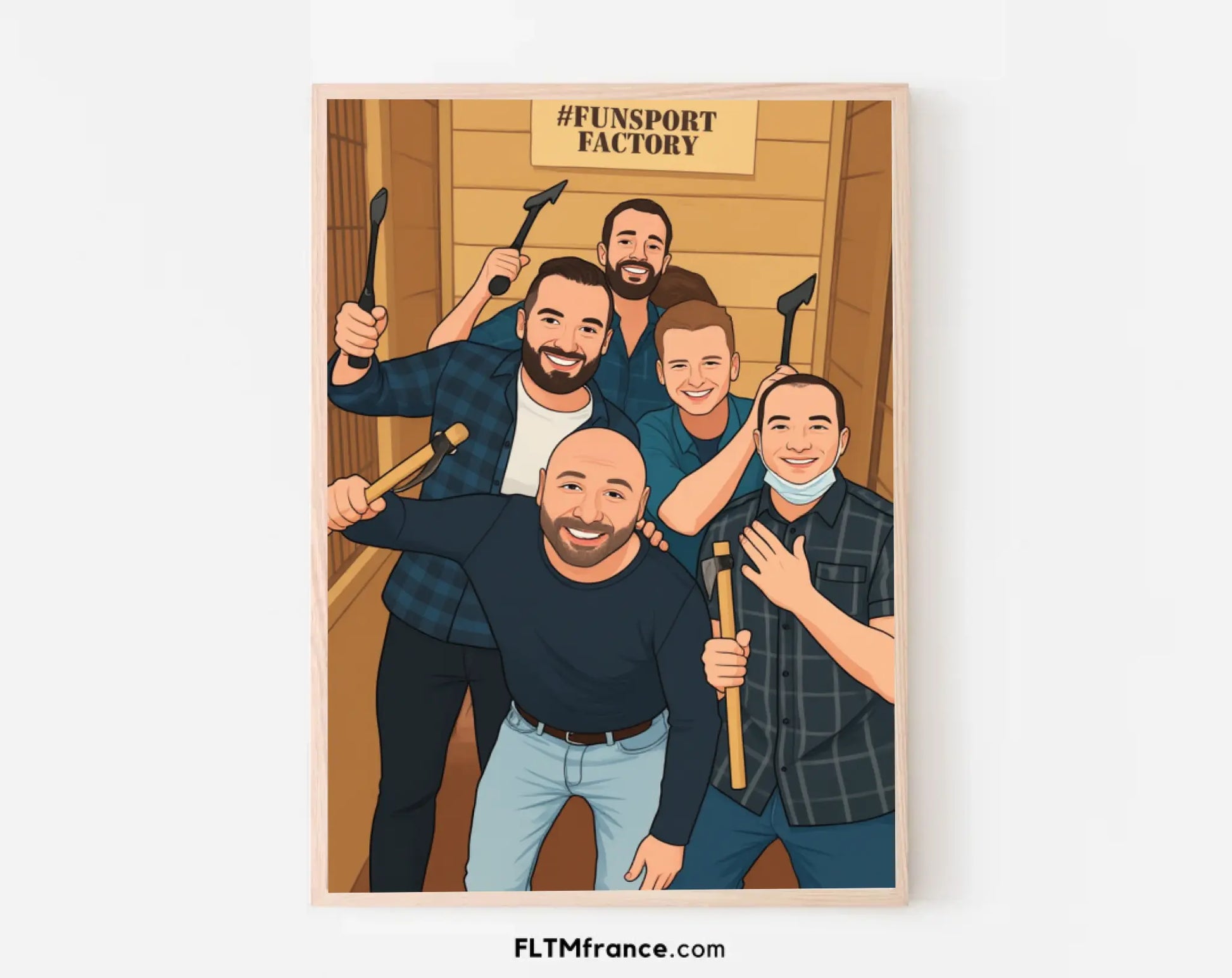 Affiche personnalisée dessin réaliste groupe d’amis – Portrait digital illustration FLTM