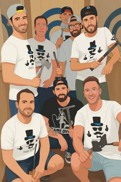 Affiche personnalisée dessin réaliste groupe d’amis – Portrait digital illustration FLTM