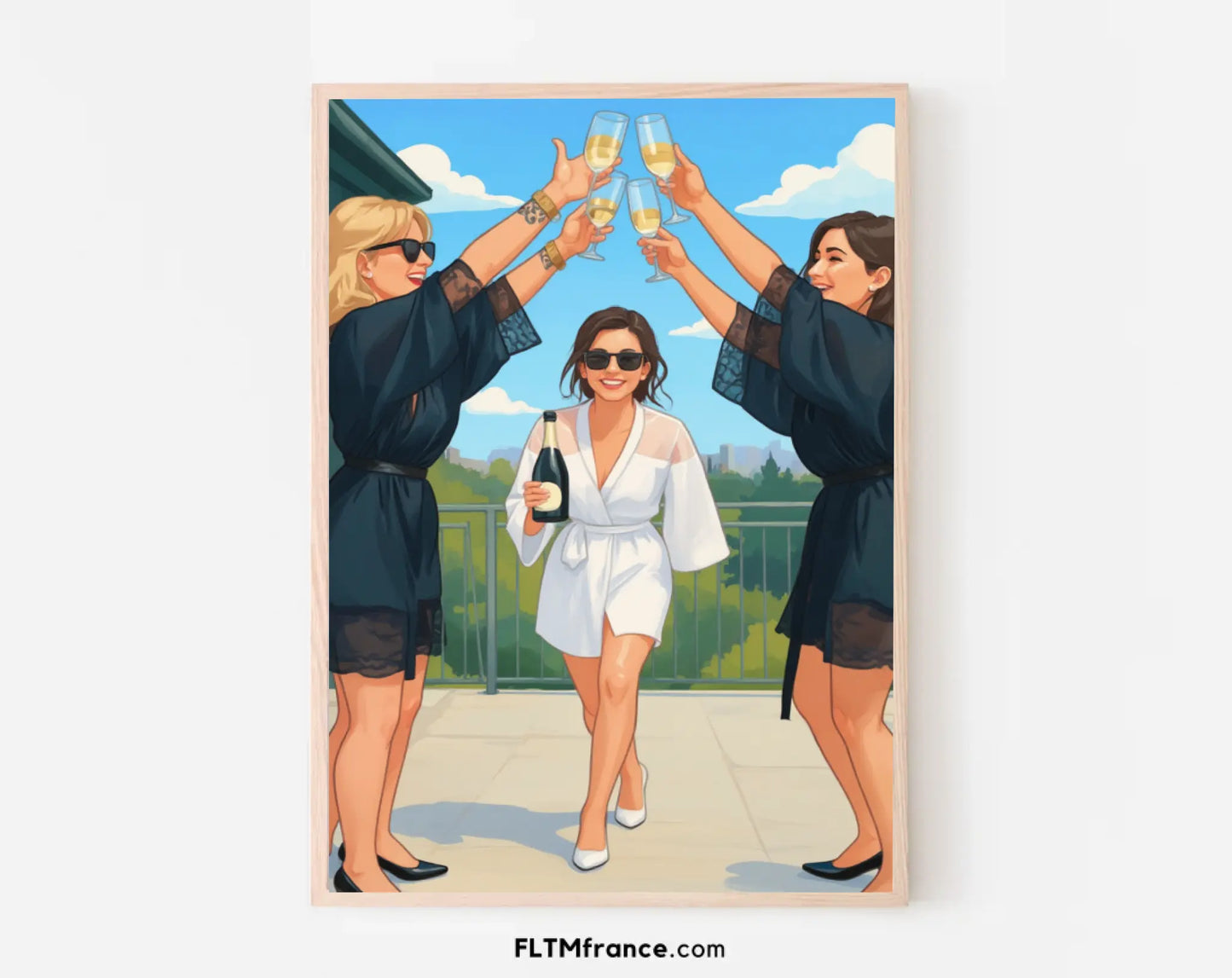 Affiche personnalisée dessin réaliste groupe d’amis – Portrait digital illustration FLTM