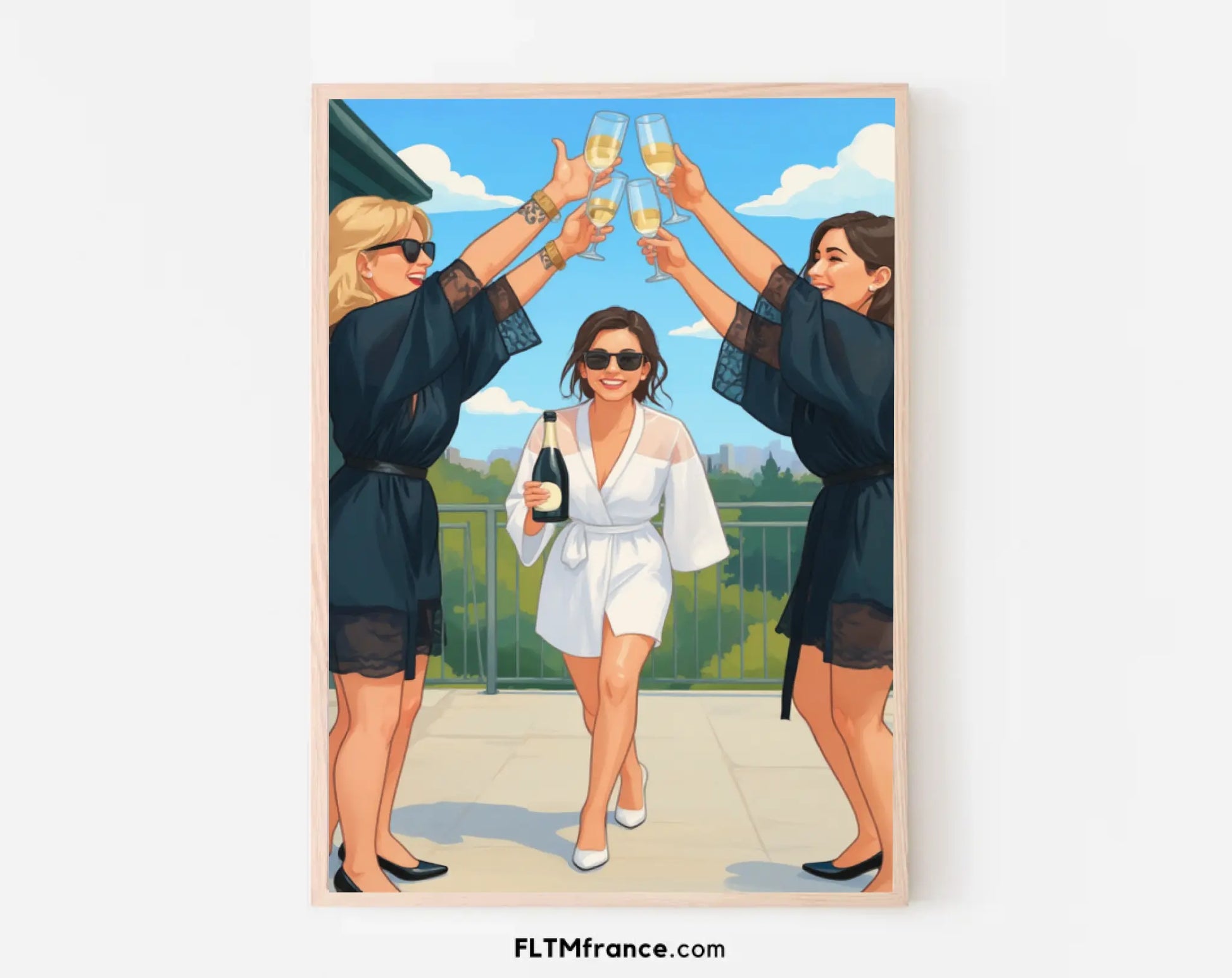 Affiche personnalisée dessin réaliste groupe d’amis – Portrait digital illustration FLTM