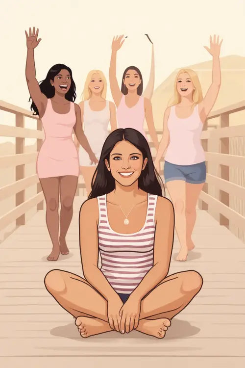 Affiche personnalisée dessin réaliste groupe d’amis – Portrait digital illustration FLTM