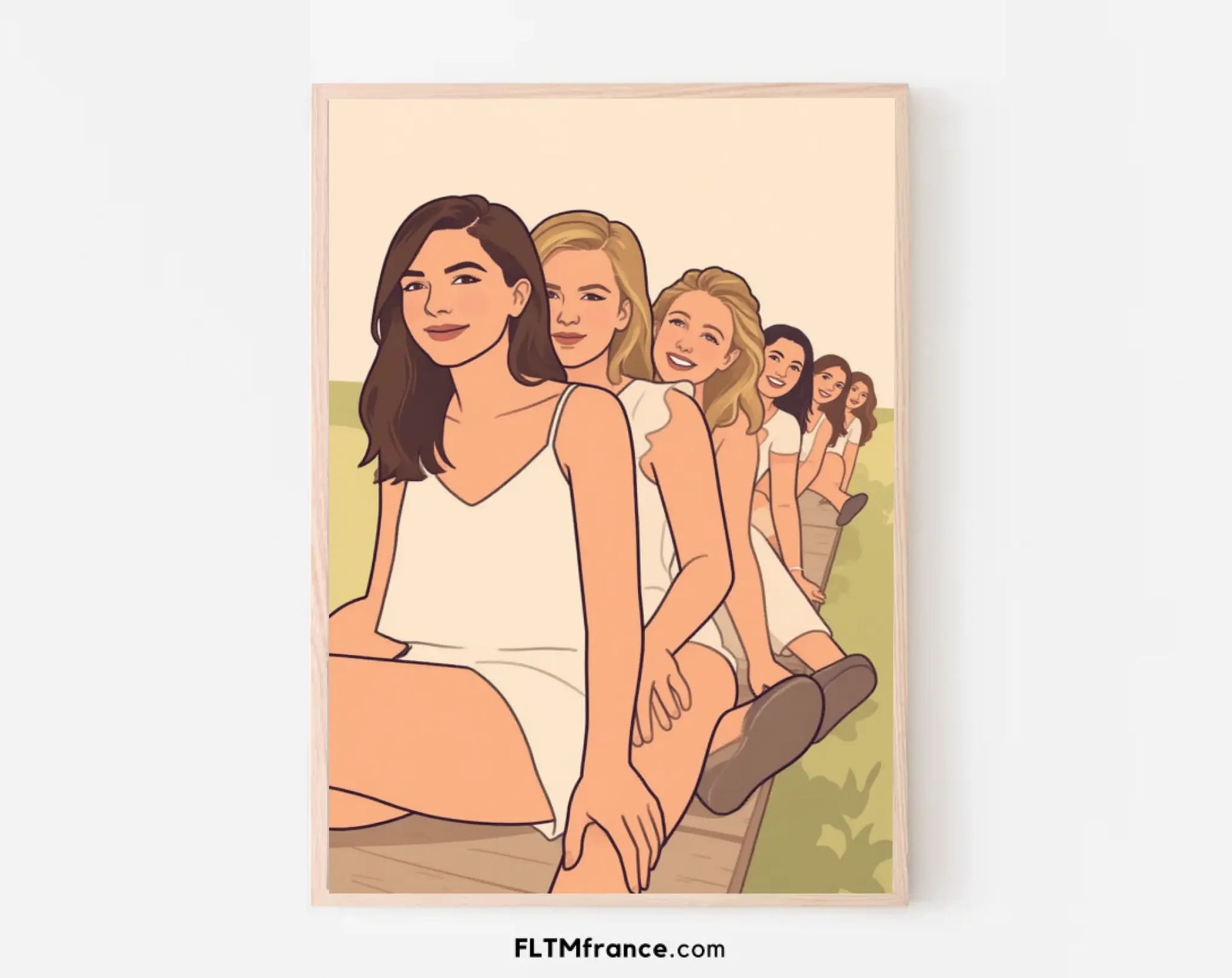 Affiche personnalisée dessin réaliste groupe d’amis – Portrait digital illustration FLTM