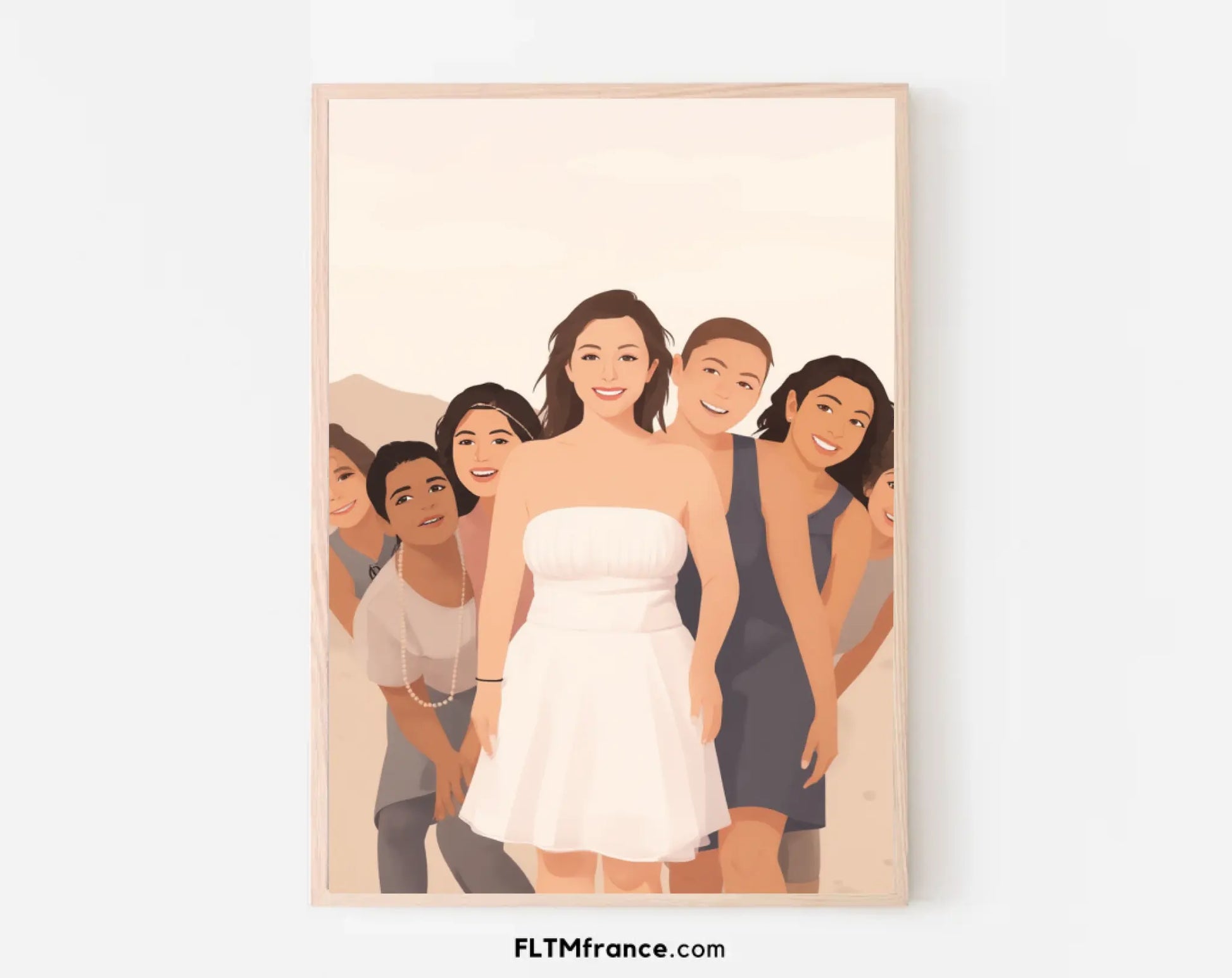 Affiche personnalisée dessin réaliste groupe d’amis – Portrait digital illustration FLTM