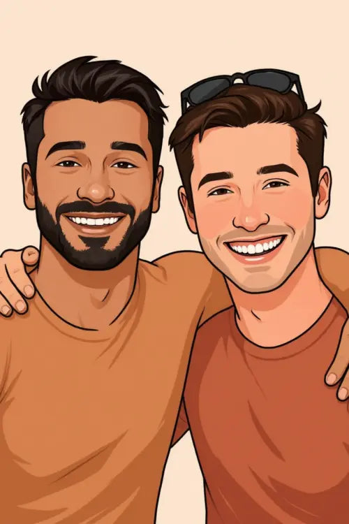 Affiche personnalisée dessin réaliste groupe d’amis – Portrait digital illustration FLTM