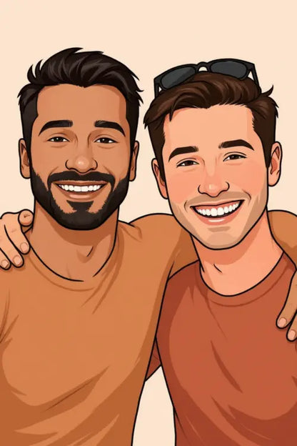 Affiche personnalisée dessin réaliste groupe d’amis – Portrait digital illustration FLTM