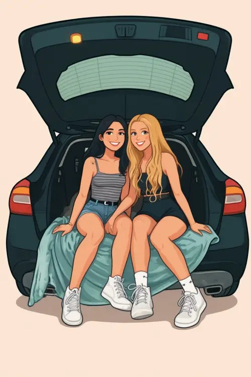 Affiche personnalisée dessin réaliste groupe d’amis – Portrait digital illustration FLTM