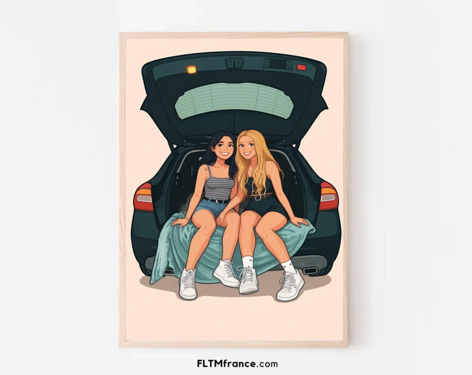 Affiche personnalisée dessin réaliste groupe d’amis – Portrait digital illustration FLTM