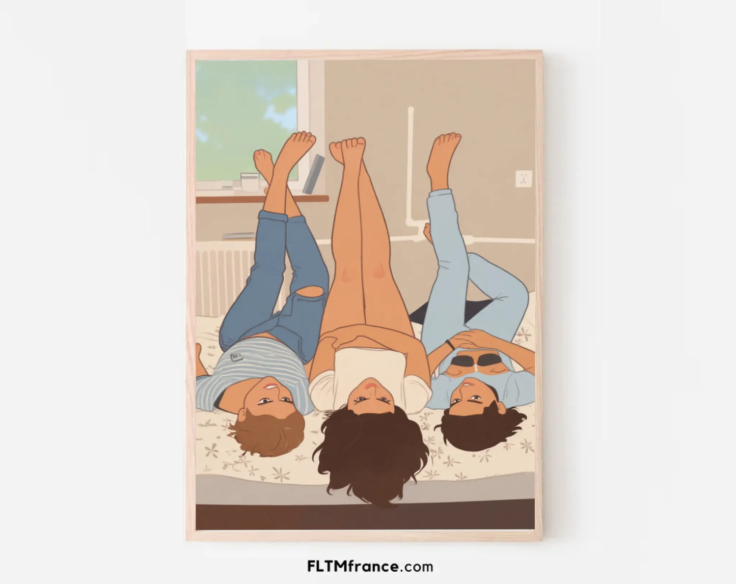 Affiche personnalisée dessin réaliste groupe d’amis – Portrait digital illustration FLTM